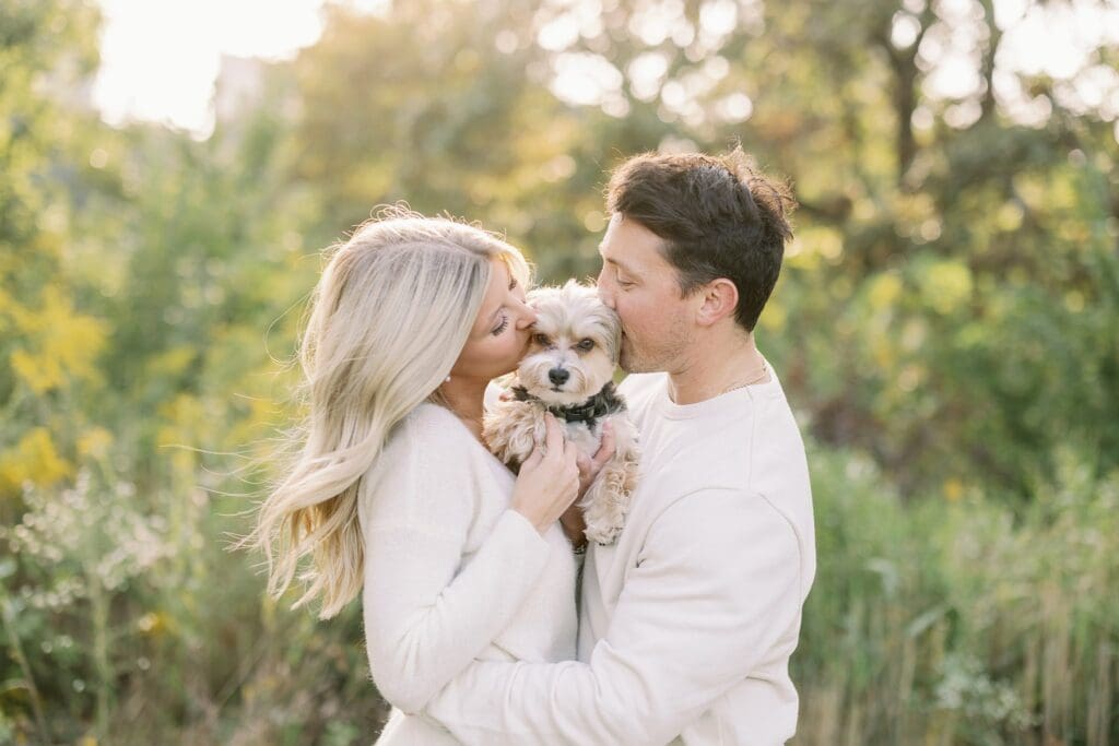 Lincoln Park Chicago Engagement Photos with dog