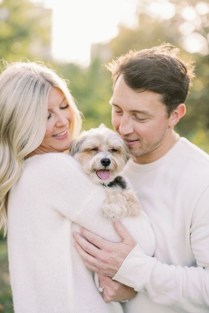 Lincoln Park Chicago Engagement Photos with dog