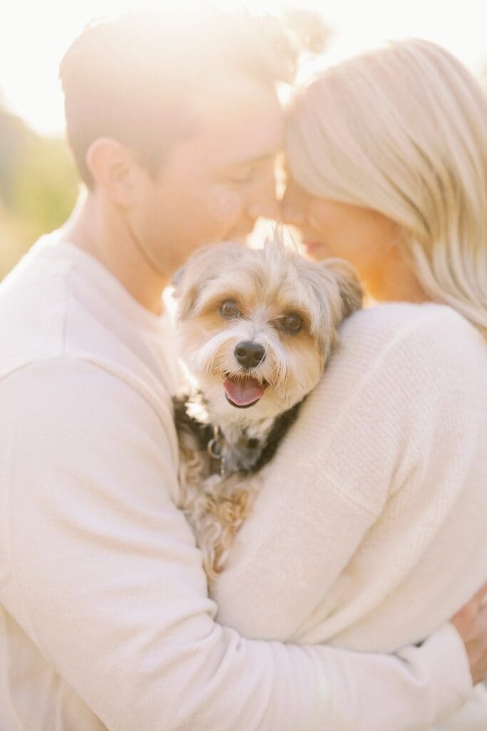Lincoln Park Chicago Engagement Photos with dog