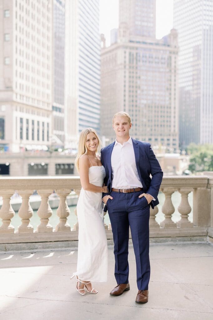 Chicago Engagement Photos at Wrigley Building