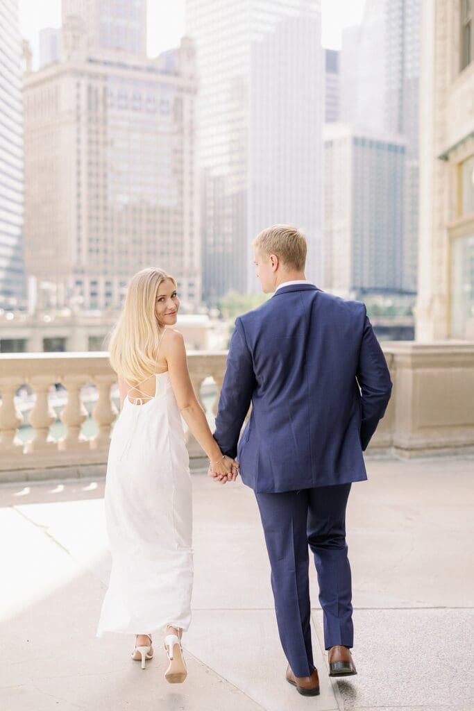 Chicago Engagement Photos at Wrigley Building