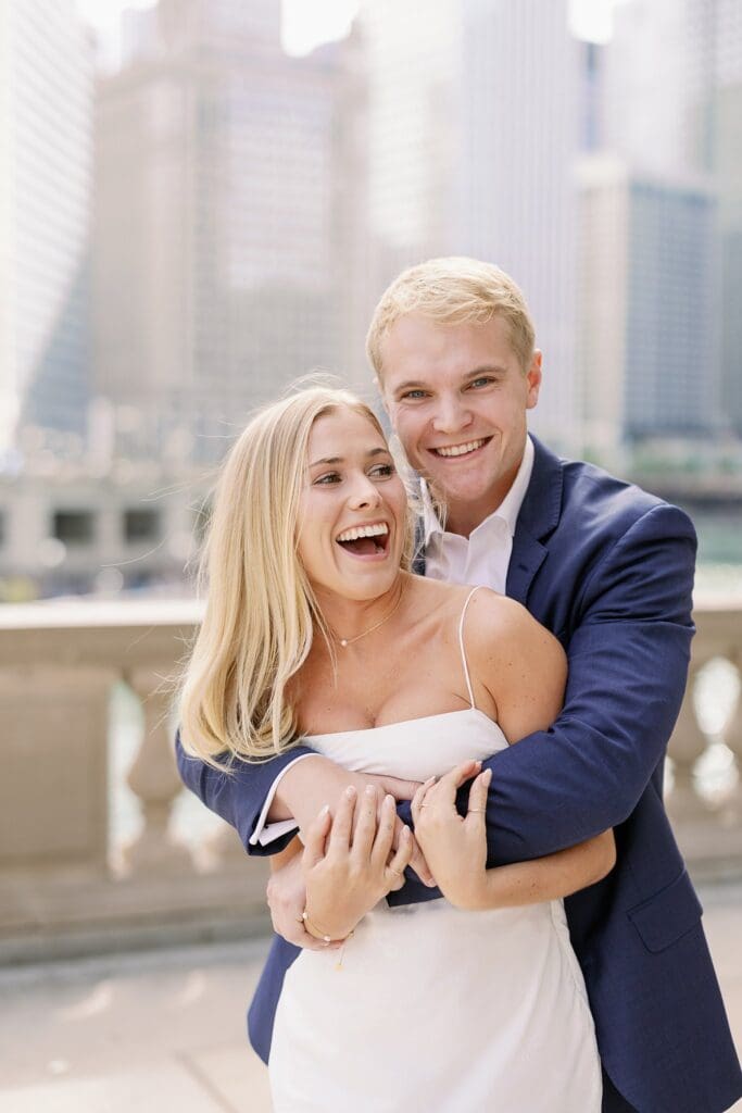 Chicago Engagement Photos at Wrigley Building