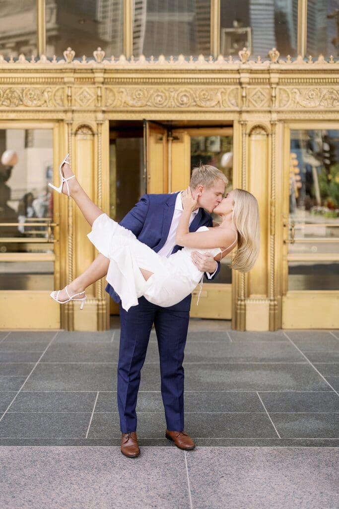 Chicago Engagement Photos at Wrigley Building