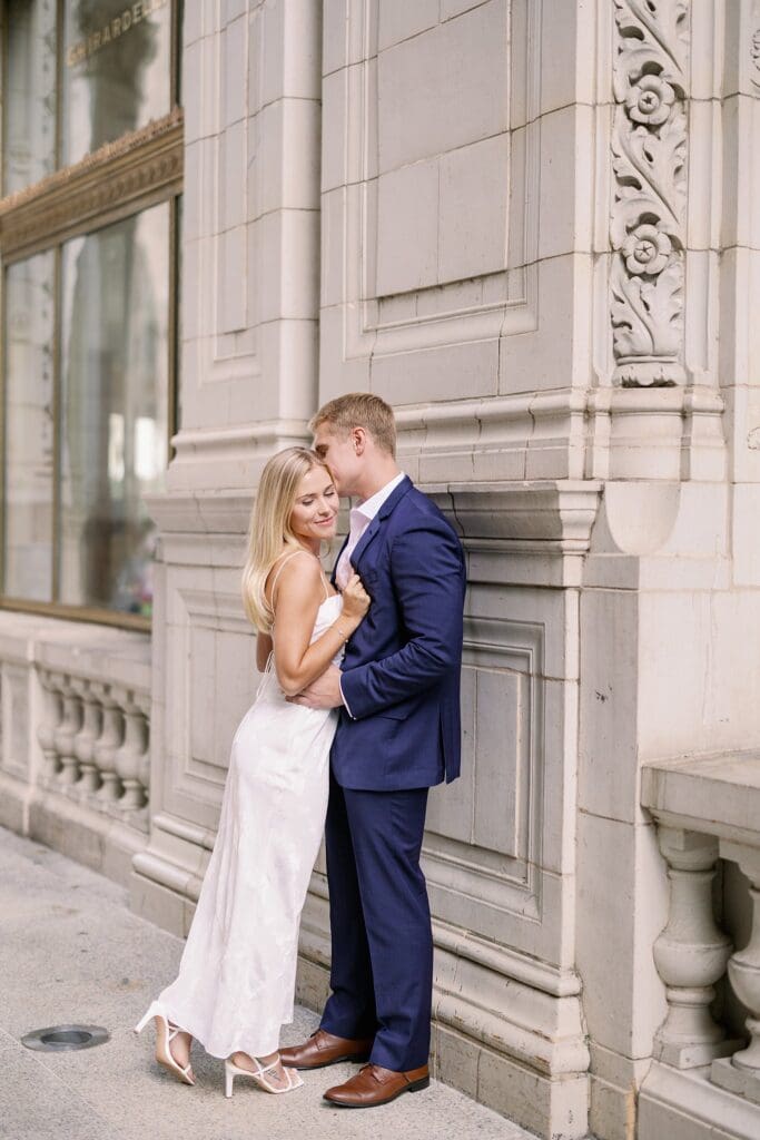 Chicago Engagement Photos at Wrigley Building