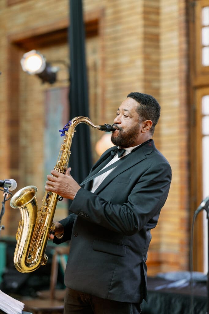 wedding band playing at cafe brauer
