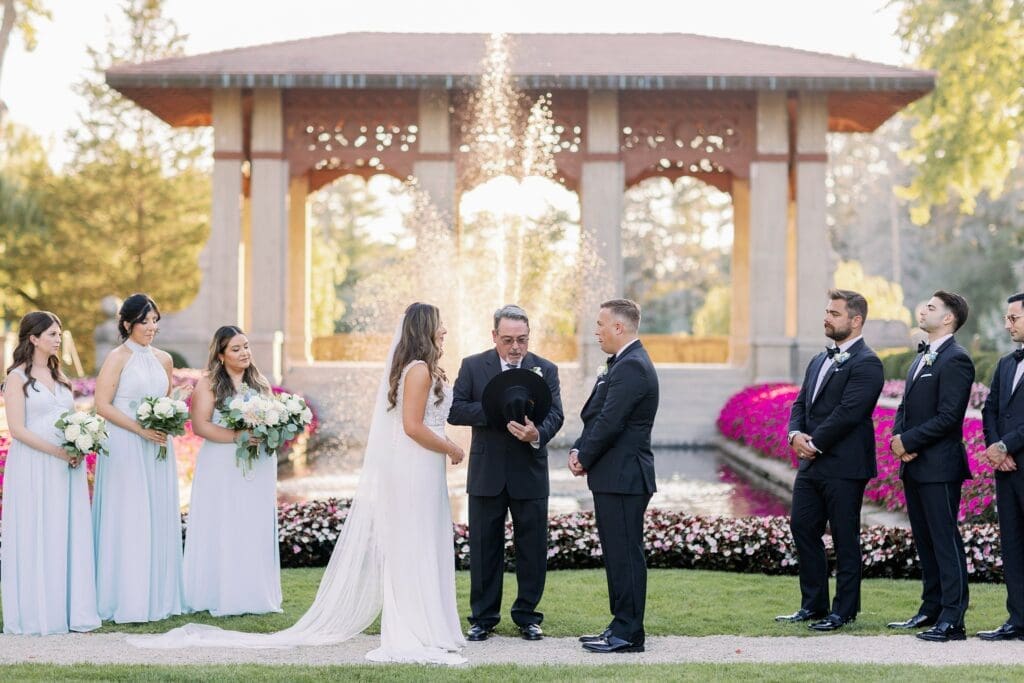 outdoor wedding ceremony at The armour house lake forest