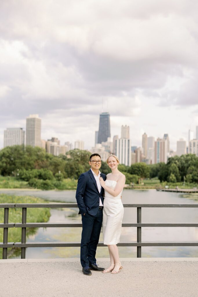 Bride and Groom pose for Lincoln Park Engagement Photos at Honeycomb