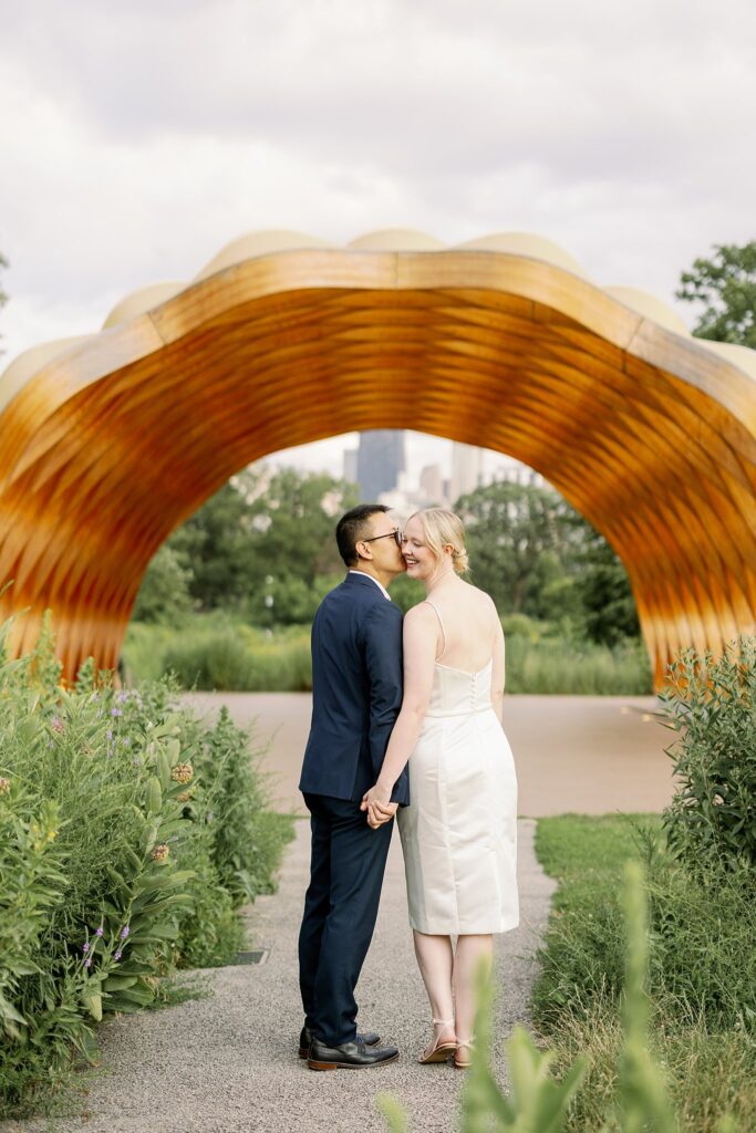 Bride and Groom pose for Lincoln Park Engagement Photos at Honeycomb