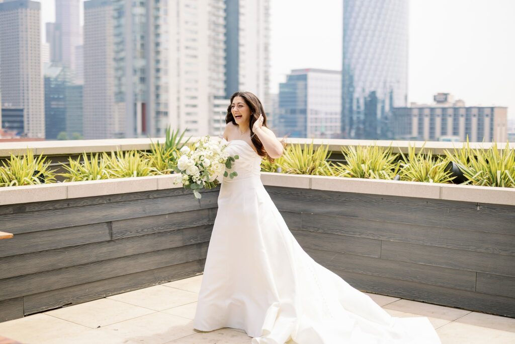 bride laughing before the dalcy wedding