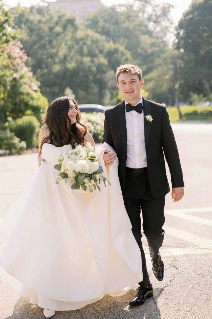 bride and groom walking to the dalcy wedding