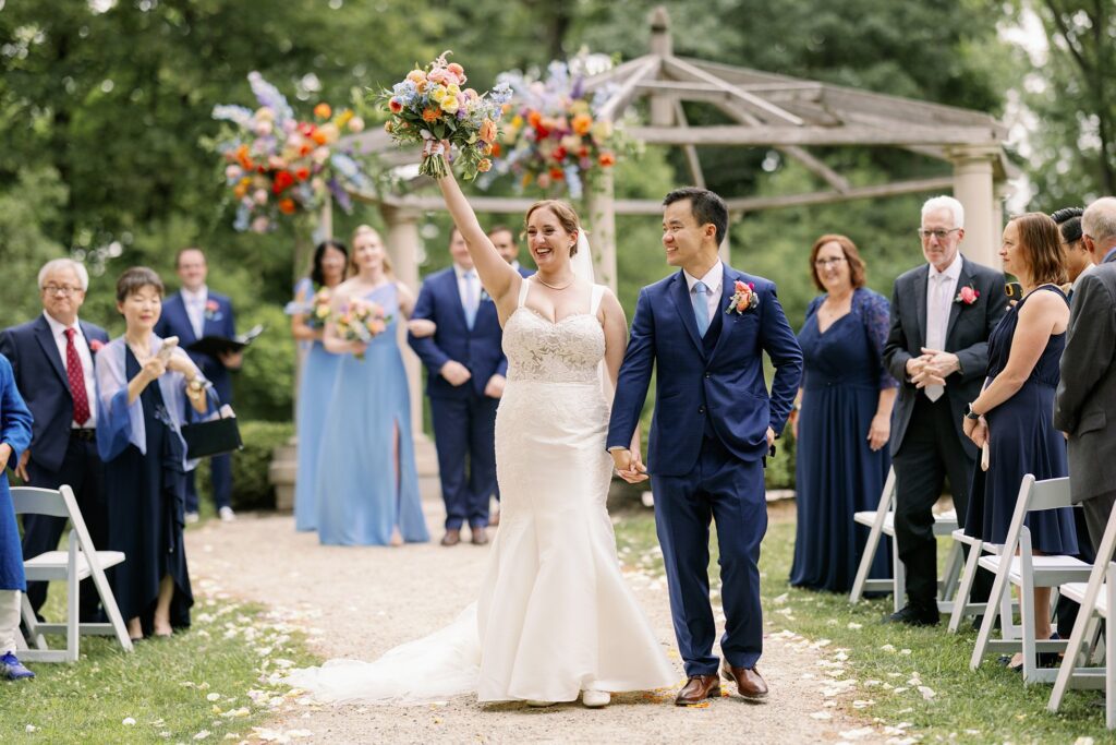 outdoor ceremony at the grove redfield estate wedding