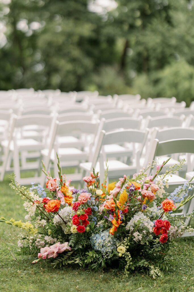 ceremony decor at the grove redfield estate wedding