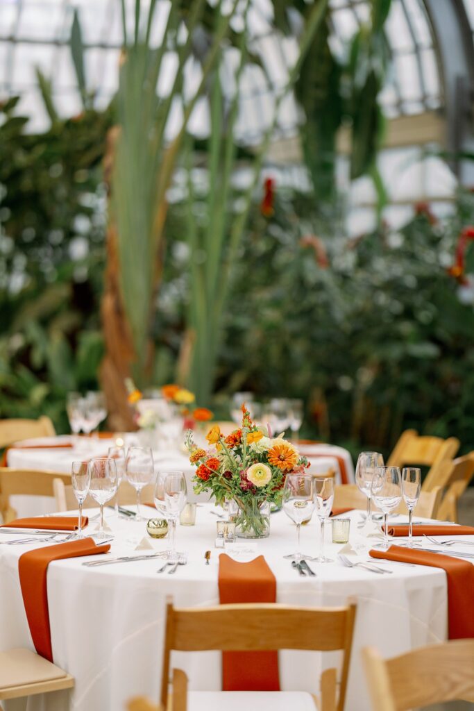 reception table decor atGarfield Park Conservatory Wedding
