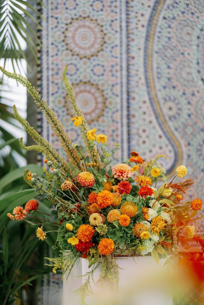 reception florals at Garfield Park Conservatory Wedding