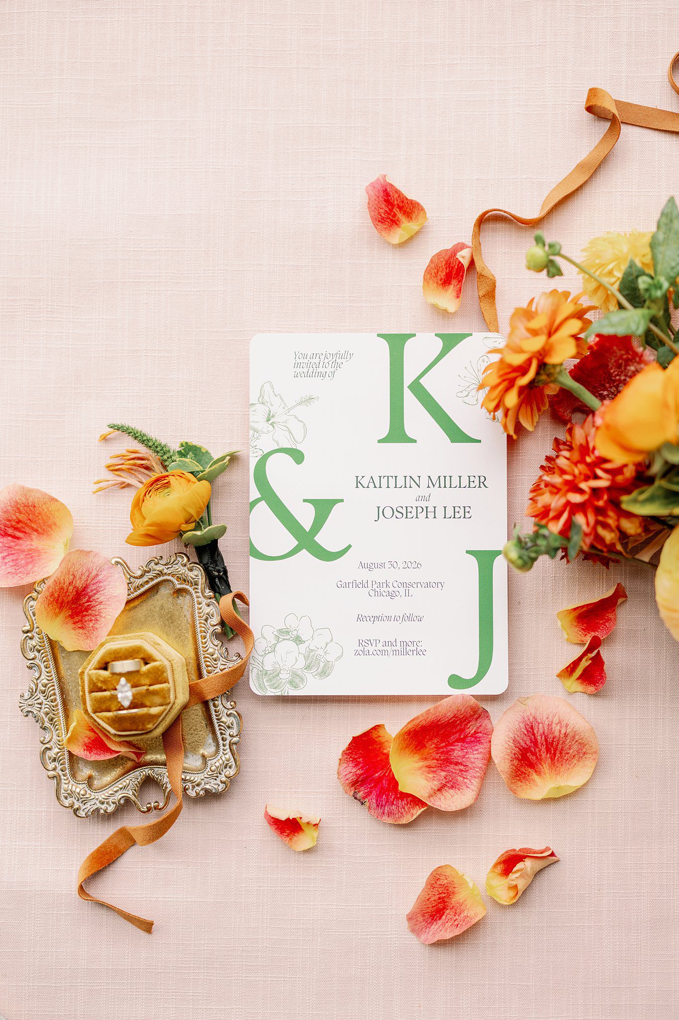 wedding invitation suite for Garfield Park Conservatory Wedding