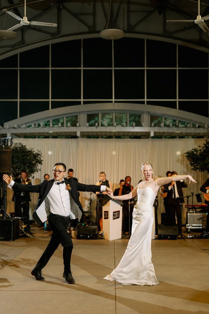 bride and groom share a first dance at Garfield Park Conservatory Wedding