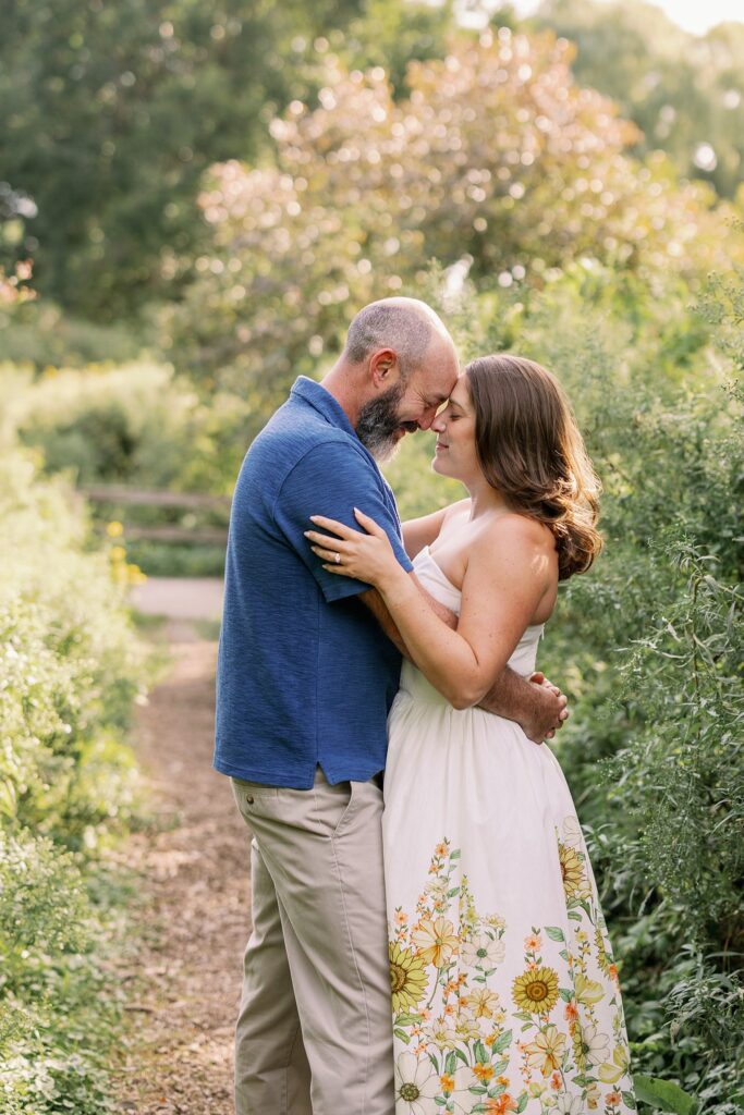 Engaged Couple poses at Winnemac Park in Chicago